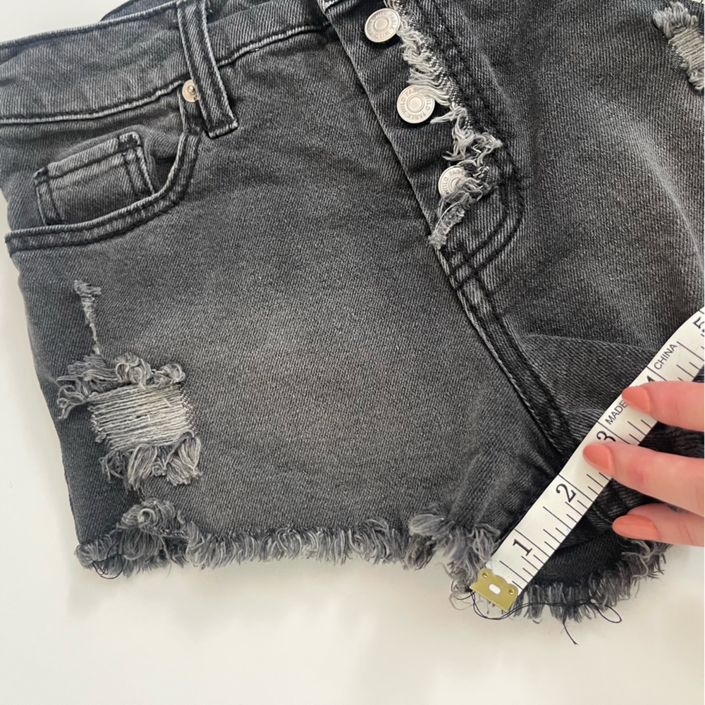 Distressed High Rise Shorty Shorts - Picture 7 of 7
